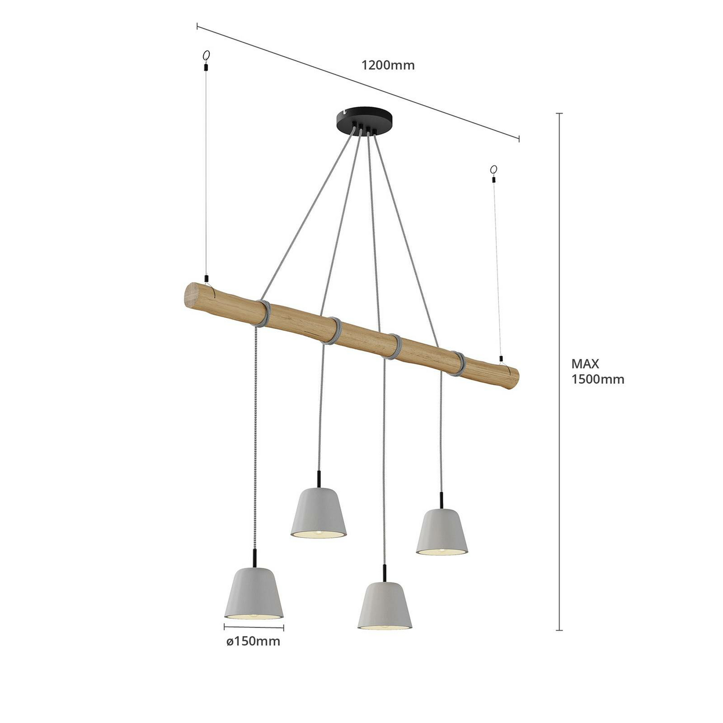 Lucande Asta Pendellampe Hängeleuchte Deckenleuchte Lampe 4-flm E14 Beton grau