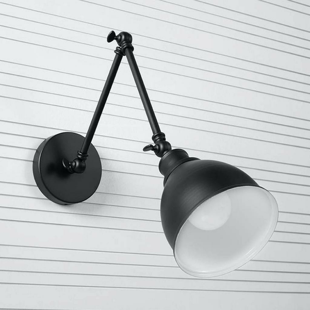 Euluna Wandlampe Loki in Schwarz mit drei Gelenken Wandleuchte Leselampe Leuchte