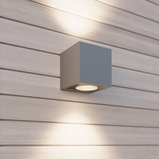 Arcchio Tassnim LED-Außenwandlampe Lampe Leuchte Wandlampe Außen silber 2-flg 8W