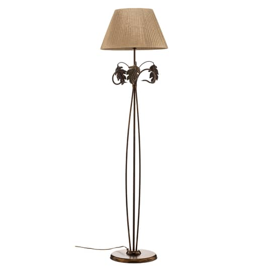 Euluna Stehlampe Quercia Stehleuchte Standleuchte Stoffschirm Eichenblätter