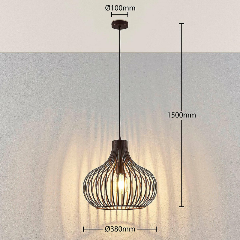 Lindby Hängelampe Hängeleuchte Lampe Leuchte 1-flammig H 38,7 cm E27 kaffeebr901