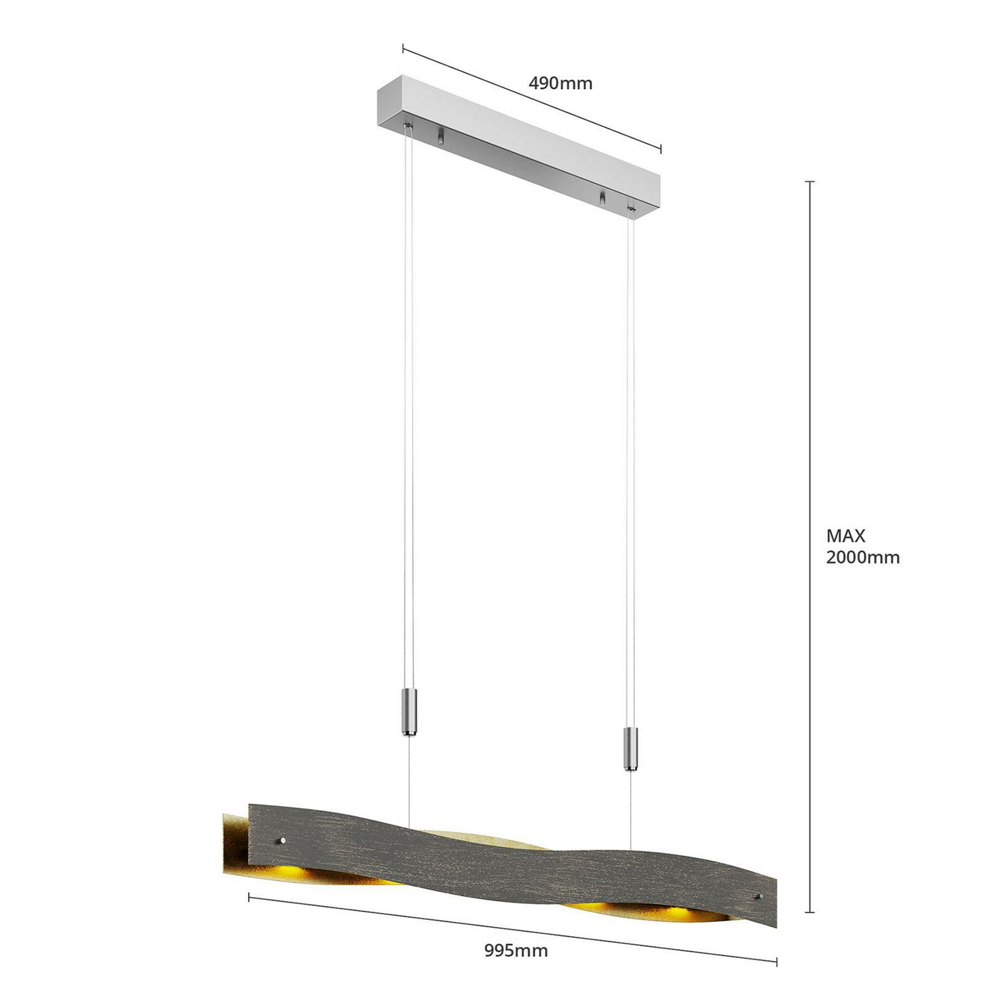 Lucande LED-Hängeleuchte Ebu Hängelampe Lampe Leuchte Dimmbar schwarz-gold767