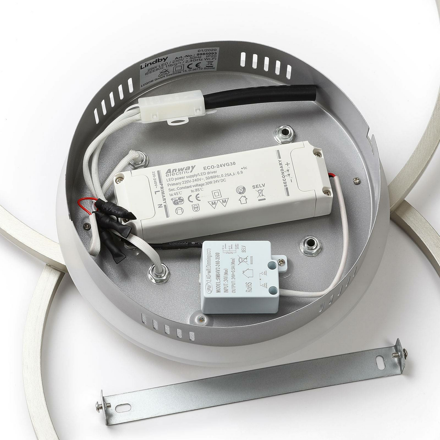 Lindby Smart Edica LED-Deckenleuchte Deckenlampe Lampe Leuchte 31W Alu nickel