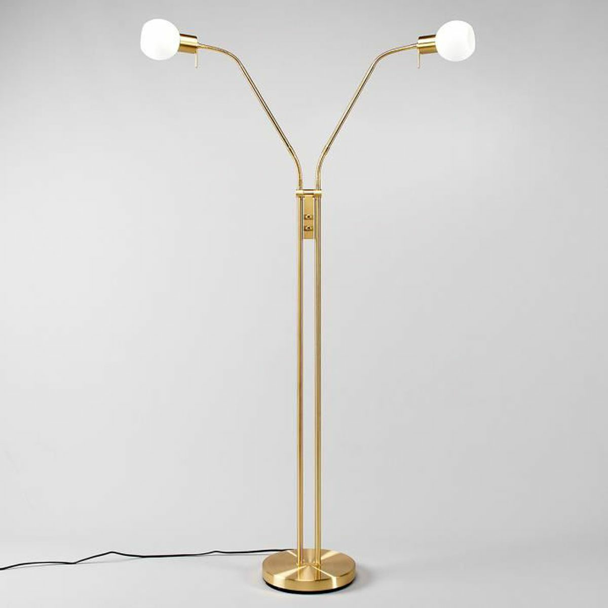 Lampenwelt LED-Stehleuchte Elaina 2-flg., messing Lampe Leuchte Stehlampe I968