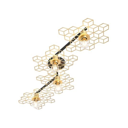 Lucande Alexaru Deckenlampe Deckenlampe Deko-Deckenlicht Waben E27 4-flg gold591
