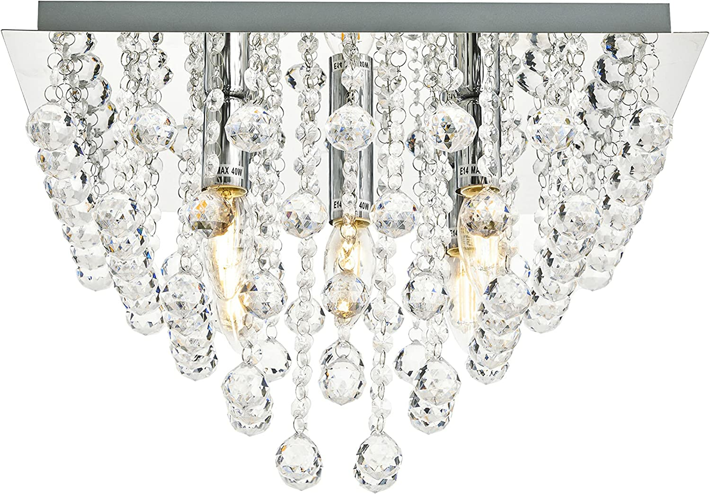 Lindby Annica Deckenleuchte Deckenlampe Lampe Leuchte E14 Acrylbehang silber10