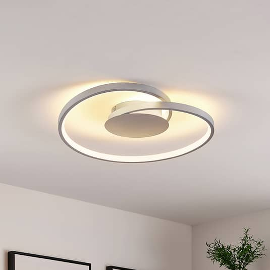 Lucande Enesa LED-Deckenlampe Deckenleuchte Lampe Leuchte rund silber 21W617