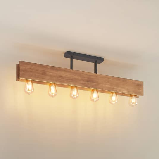 Lindby Malwin Holz-Deckenleuchte lang Deckenleuchte Deckenlampe Leuchte Lampe