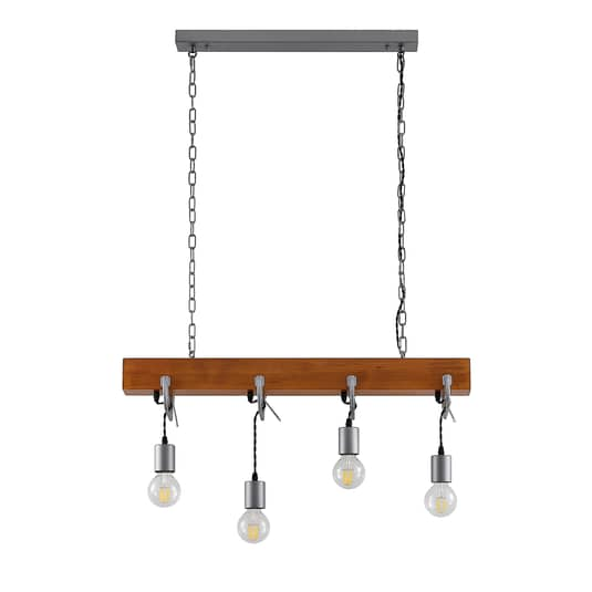 Lindby Asya Hängeleuchte 4-flammig Holz zink Deckenlampe Pendelleuchte Lampe E27