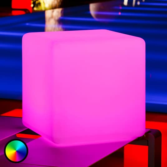 Smart&Green Cube Würfel Outdoor Gartentisch Balkontisch Leuchttisch weiß LED RGB