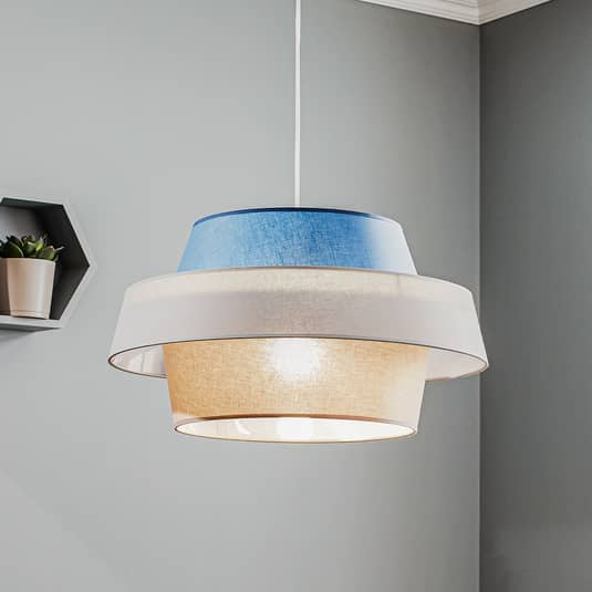 Hängeleuchte Hängelampe Lampe Leuchte Andromeda rosa/grau/marineblau E27 40W 230