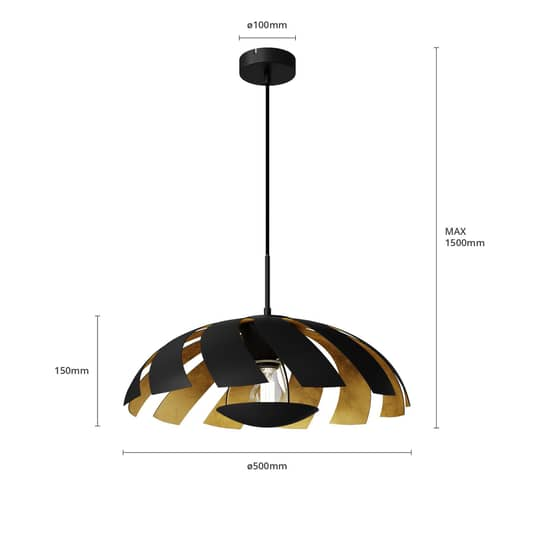 Lucande Archilleas Pendelleuchte Pendellampe Lampe Leuchte schwarz-gold E27 60W