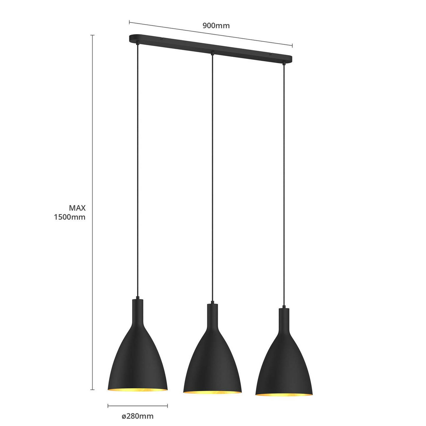 Arcchio Arthuria Hängelampe Hängeleuchte Esszimmerlampe Lampe 3-fl. lang schw717