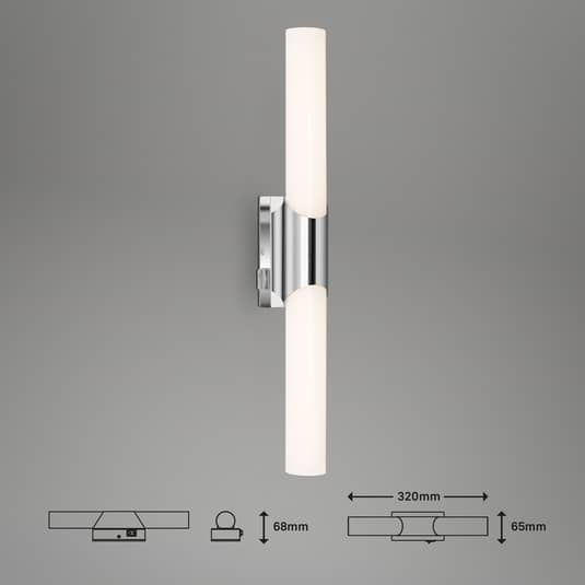 Briloner Bad- und Spiegelleuchte Lampe Leuchte Spiegelampe Klak Brilo chrom 47cm
