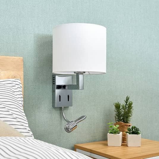 Lucande Stoff-Wandlampe Taron Leselicht Leselampe Wandleuchte Lampe Leuchte 889