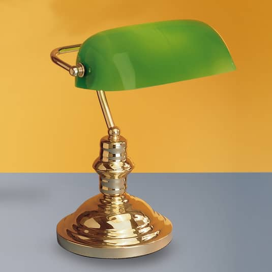 Orion Tischlampe Onella Schreibtischlampe Büroleuchte im Banker-Stil E27 grün