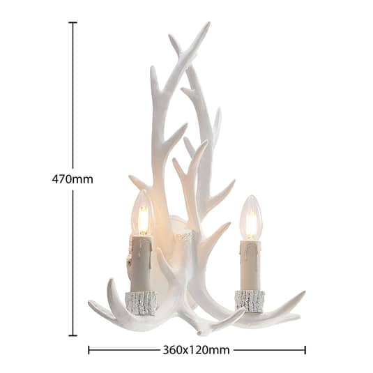 Lindby Fipos Wandleuchte Wandleuchte Dekoleuchte Lampe Leuchte Geweih-Optik weiß