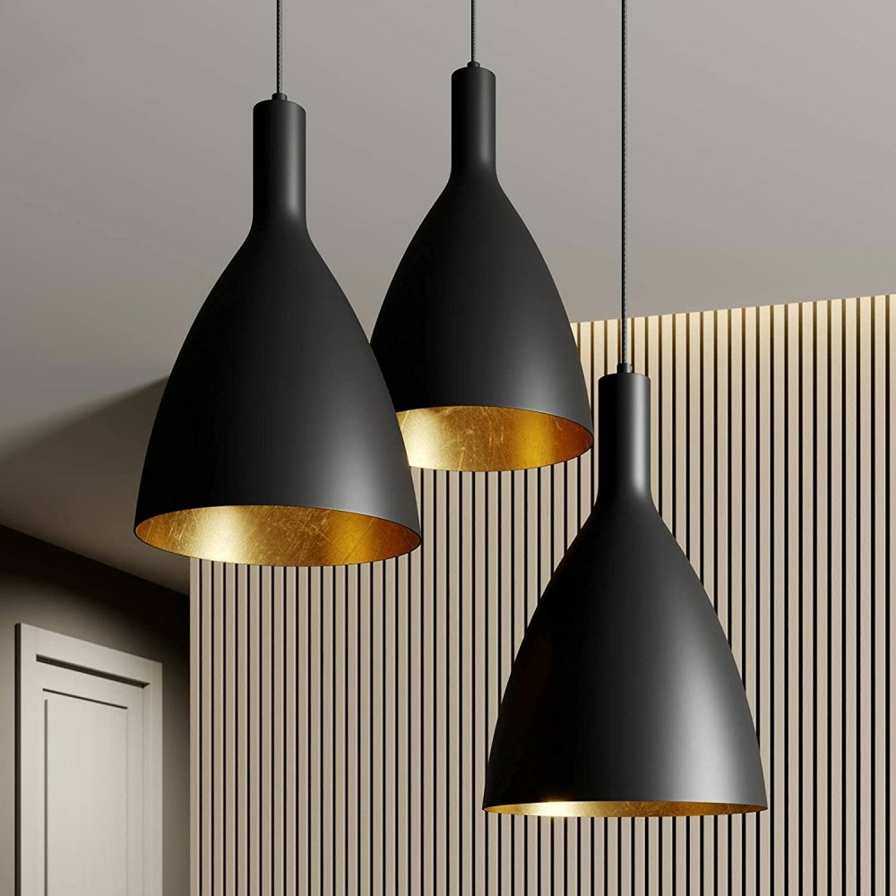 Arcchio Arthuria Hängelampe, Lampe Leuchte Hängeleuchte E27 3-fl. rund schwarz