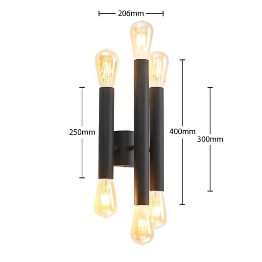 Lindby Thalija Wandleuchte Wandlampe Wandlicht Leuchte schwarz sechsflammig