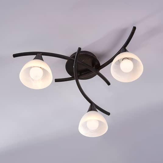 Lindby Dreiflammige Deckenlampe Della schwarz-gold Deckenleuchte Deckenlicht 159