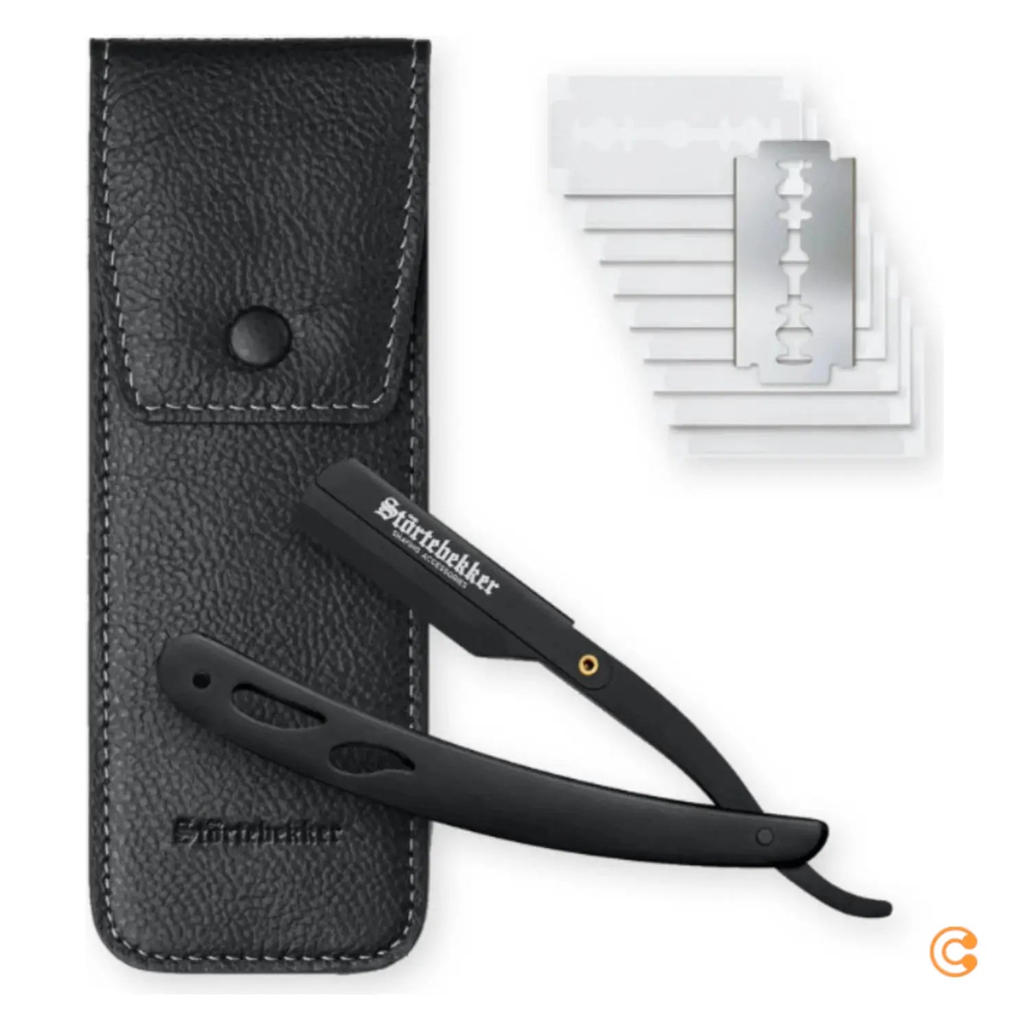 B-Ware Störtebekker Rasiermesser Rasierer Bartrasierer 10 Klingen Leder Etui 2 Stück - 4260554490139