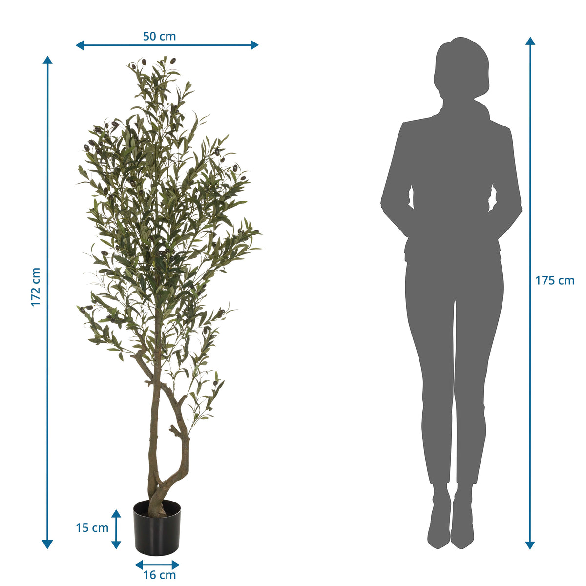 hjh OFFICE Kunstpflanze Kunstbaum OLIVE I 172 cm grün Pflanze Dekopflanze Deko - 4064323036487