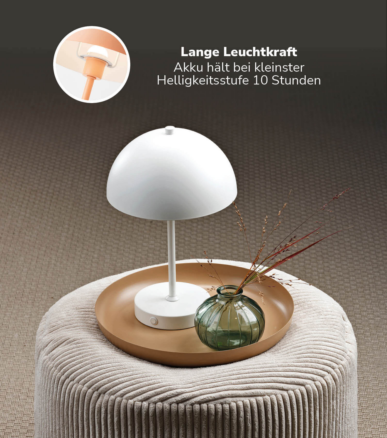 Mokebo Led Tischlampe Kabellos, Akku Tischleuchte Dimmbar & Aufladbar Mit Usb370 B-Ware