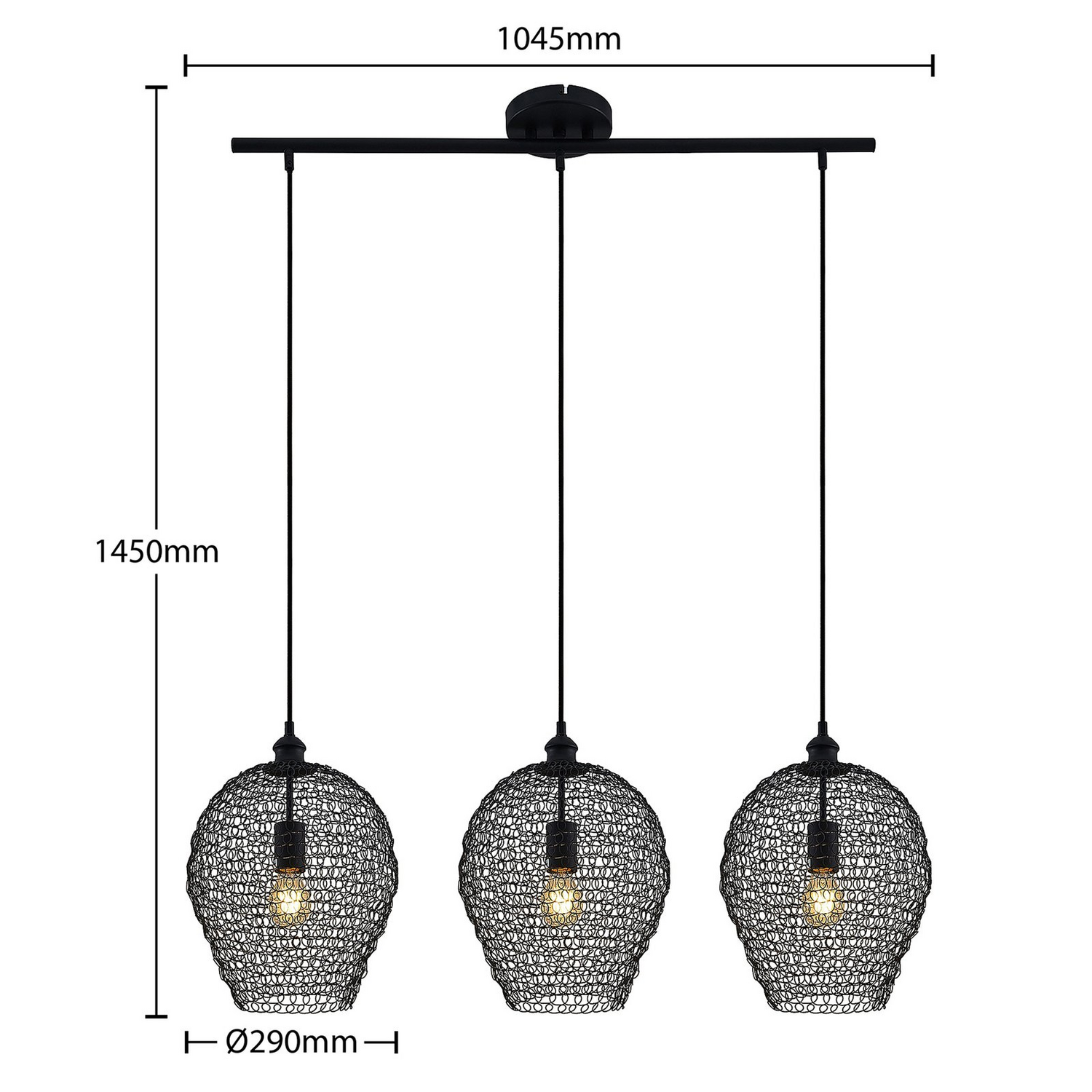 Lindby Benja Pendellampe Hängeleuchte Hängelampe Deckenlampe Dreiflammig Schw214 B-Ware - 4251911710472