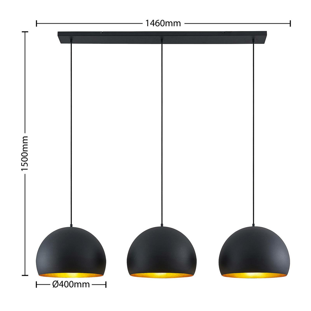 Lindby Tarjei Pendelleuchte Hängeleuchte Deckenlampe Leuchte 146cm schwarz-gold