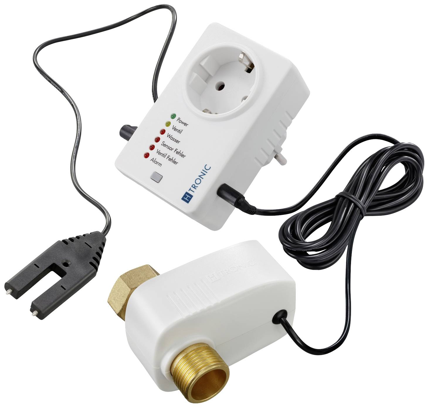 Détecteur d'eau H-Tronic 1114725 avec capteur externe, alimenté par le secteur, interrupteur d'eau