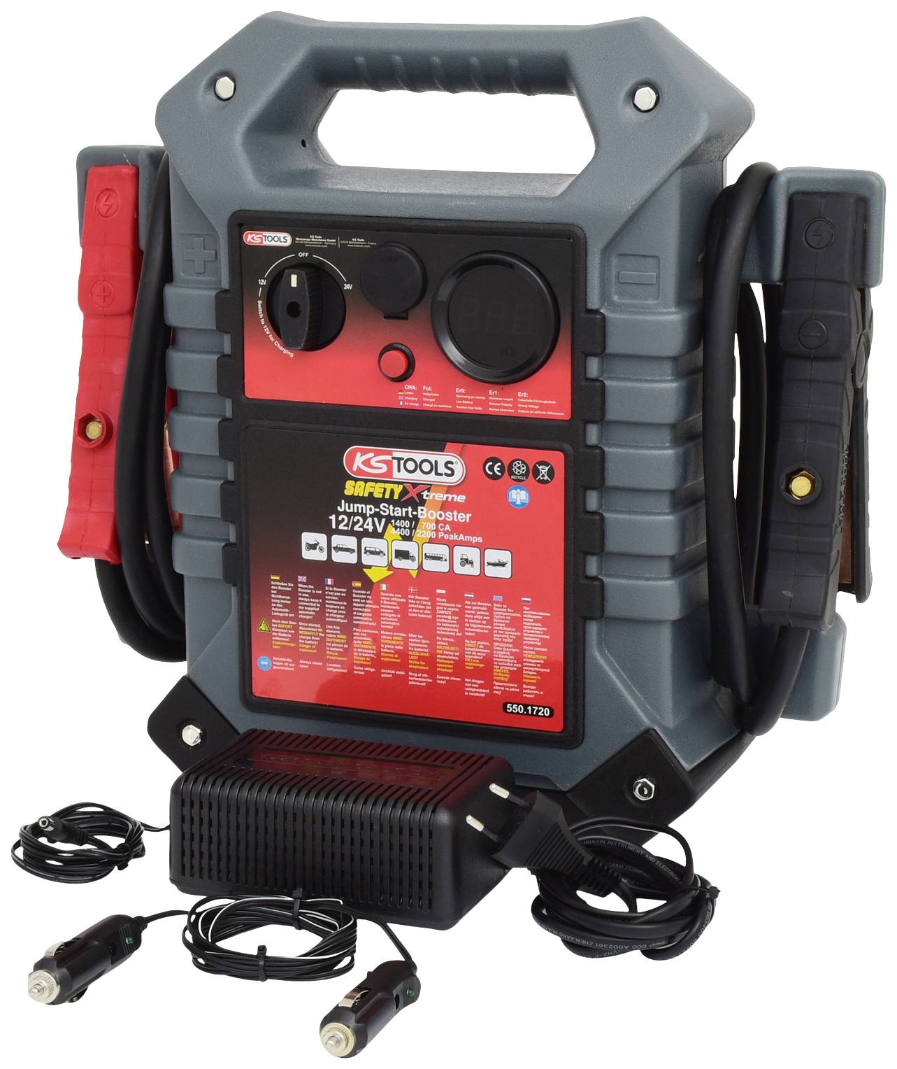 KS Tools 12 V + 24 V Batterie-Booster, mobiles Starthilfegerät 1400 A - 4042146413173