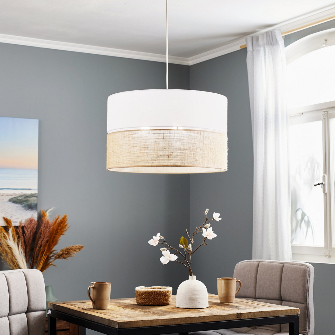 Euluna Hängeleuchte Linobianco Jute Weiß Braun Hängeleuchte Pendelleuchte Lampe B-Ware