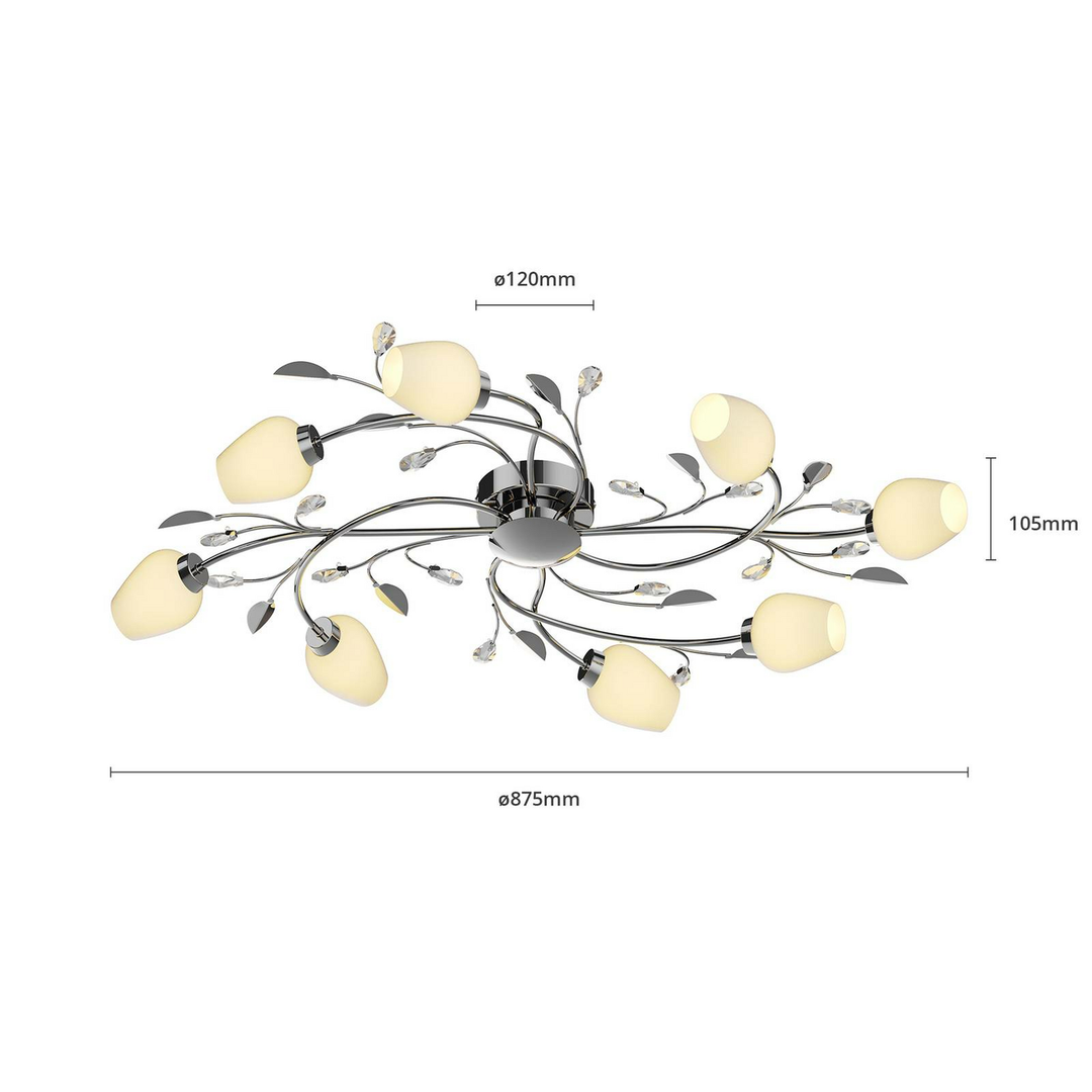 Lindby Deckenlampe Freda Hängeleuchte Lampe Leuchte 59,5x87,5cm chrom 8-flam415