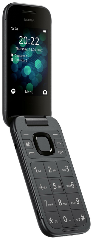 Téléphone portable Nokia à clapet pliable avec grands boutons et grand écran noir