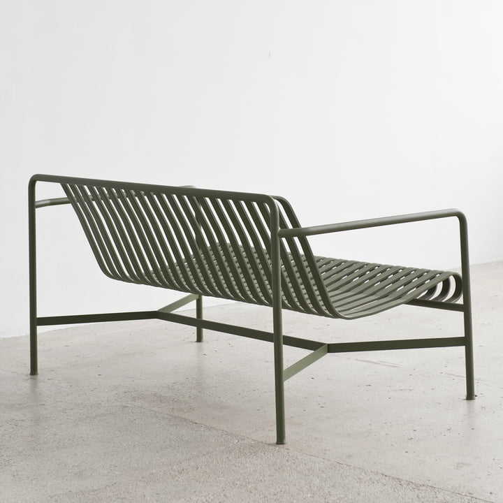 Hay Palissade Lounge Sofa Sitzbank Metallbank Gartenbank 139cm Stahl Olivgrün B-Ware