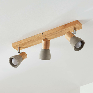 B-Ware Lindby Strahler Deckenleuchte Spot Filiz Holz Beton Wohnraumbeleuchtung Skandina