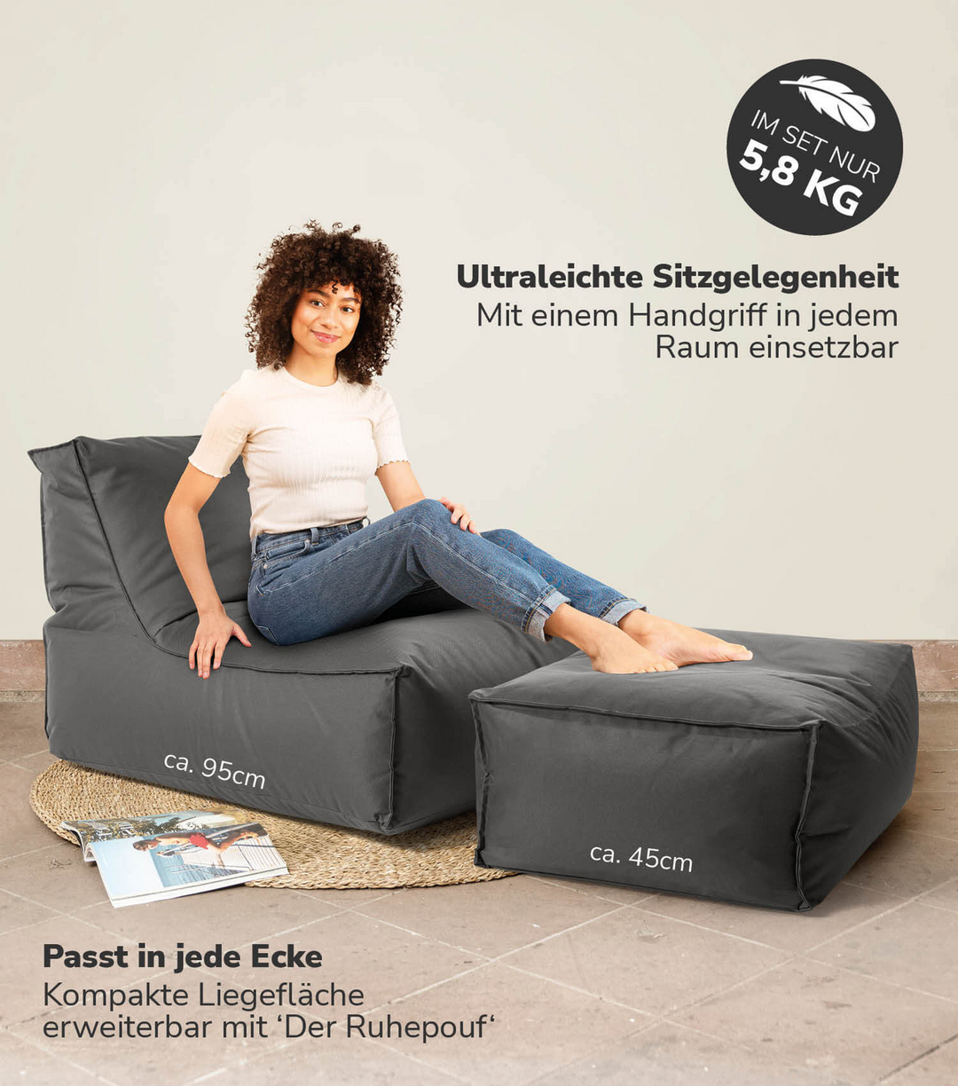 Mokebo Der Sundowner Xxl Outdoor Sitzsack Bodenkissen Bean Bag Liege Lieges191 B-Ware
