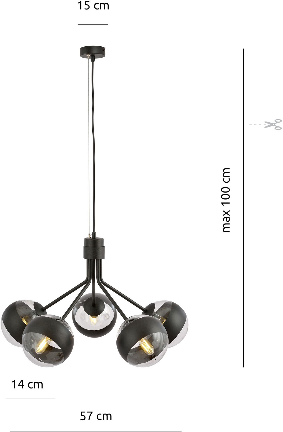Emibig Nova 1139/5 Pendelleuchte Hängeleuchte Leuchte Lampe Led 5x40 W E14 Ip20 B-Ware - 5901738922310