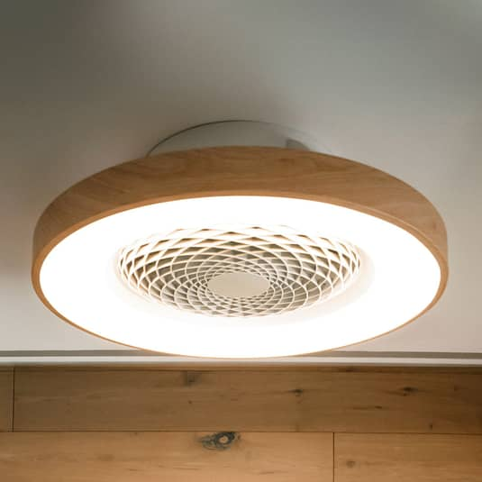 B-Ware Mantra Iluminación Deckenventilator Deckenlampe Tibet Led App Remote Holz/W632