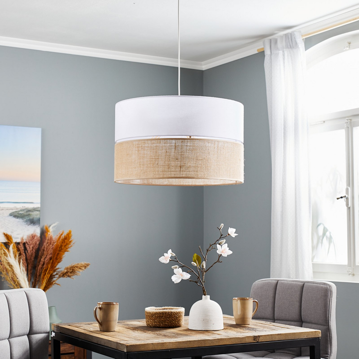 Euluna Hängeleuchte Linobianco Jute Weiß Braun Hängeleuchte Pendelleuchte Lampe B-Ware