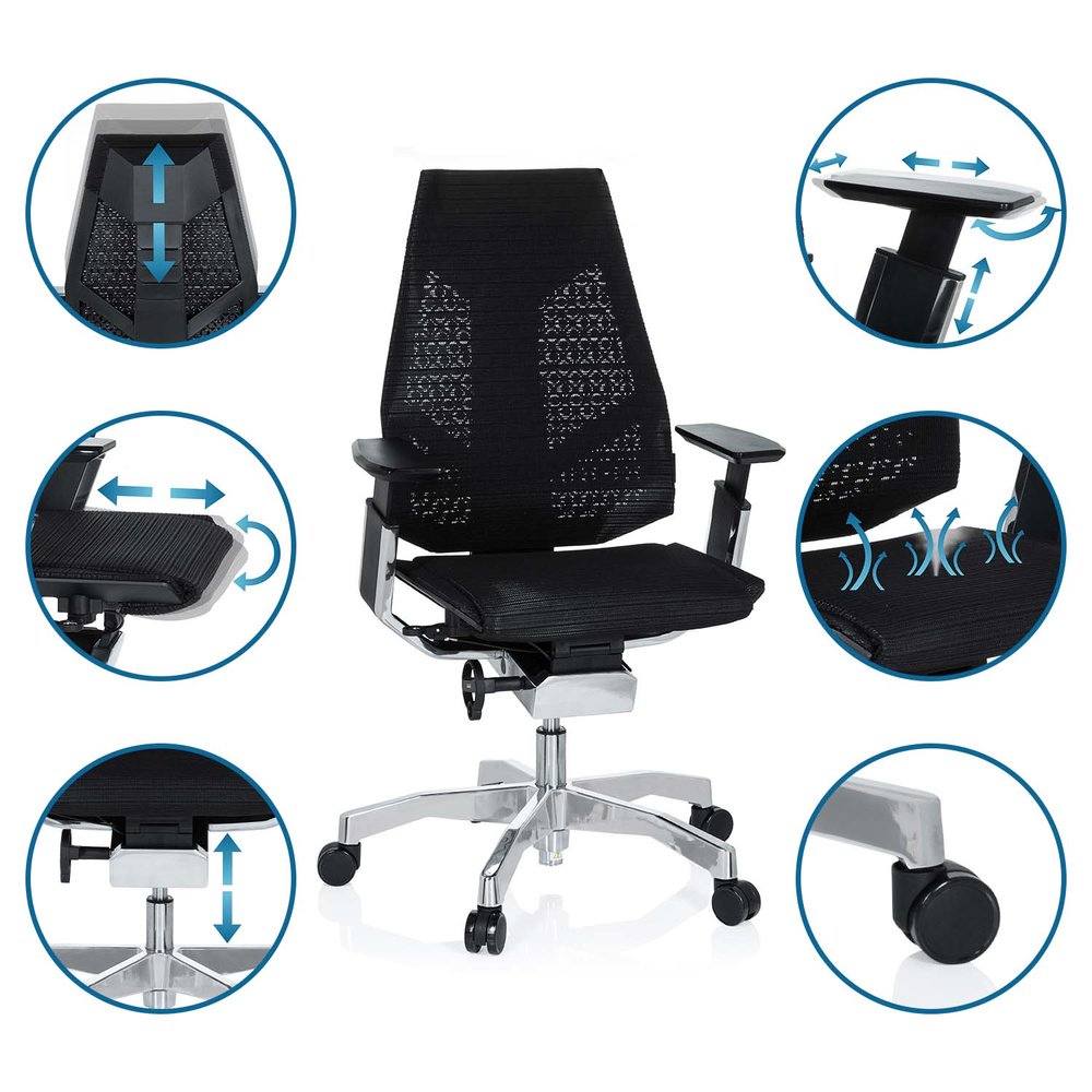 Hjh Office Bürostuhl Drehstuhl Genidia Schreibtischstuhl Stuhl Netzstoff Schwarz B-Ware