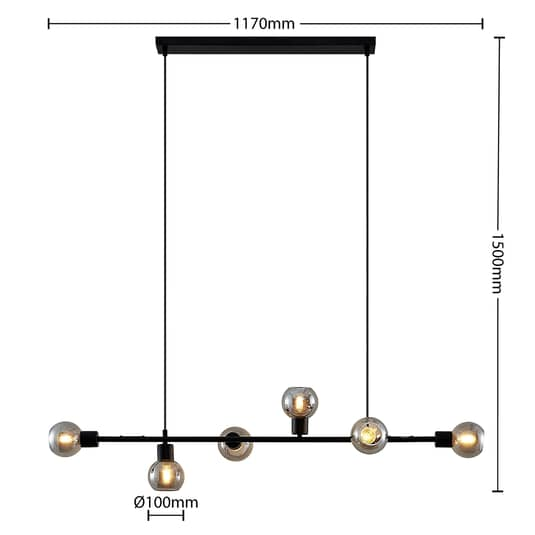 Lindby Biscala LED-Pendelleuchte Leuchte Lampe Deckenlampe E14 schwarz rauch301