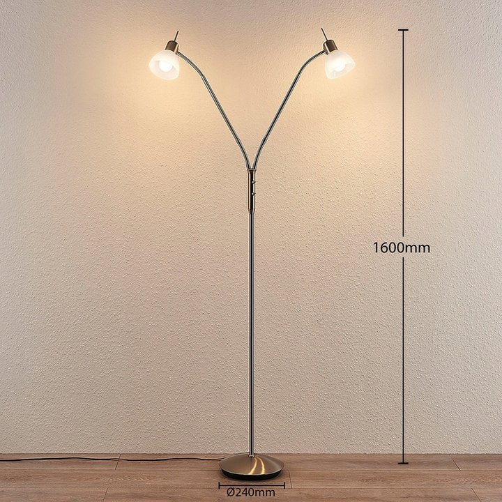 Lindby LED-Stehleuchte Gwendolin Stehlampe Standleuchte Lampe 2-flmg E14 nickel