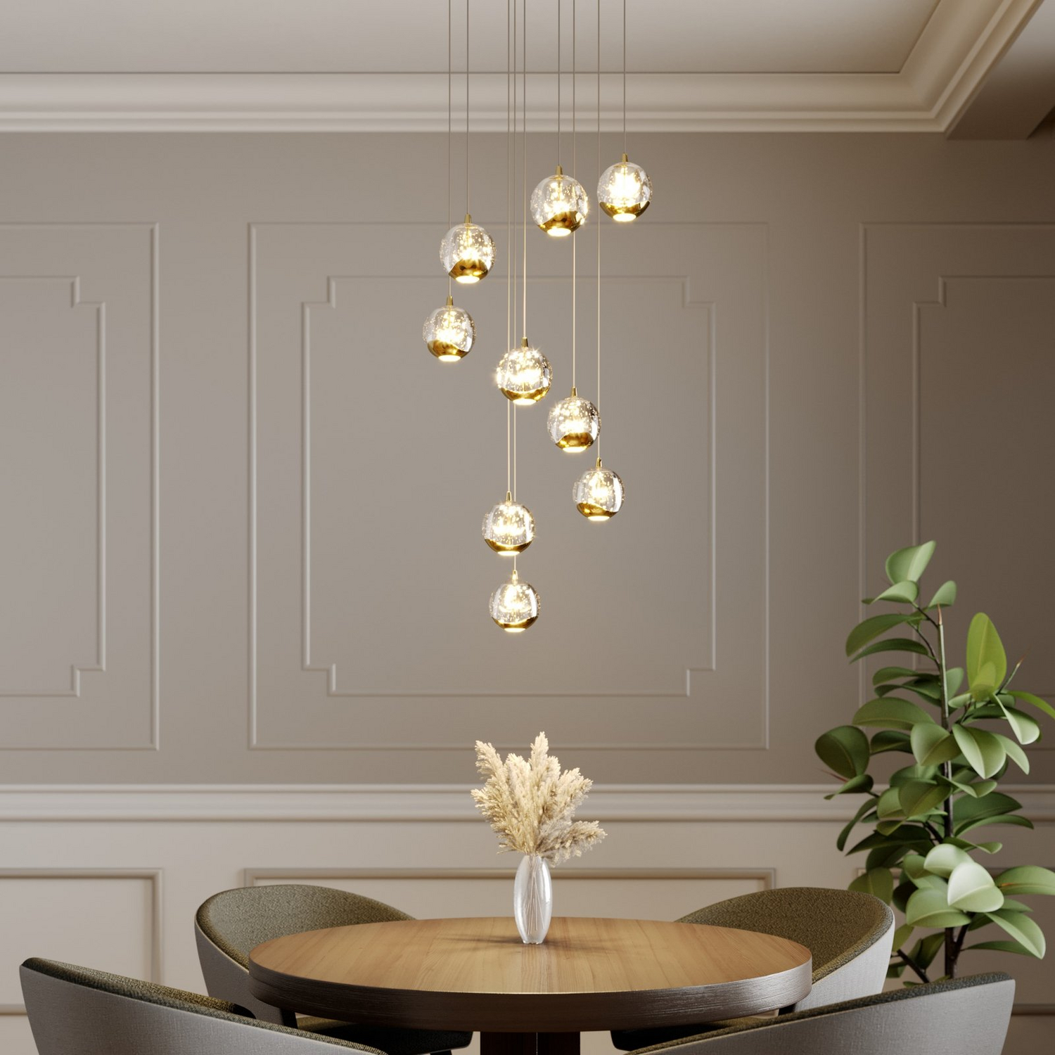 B-Ware Lucande Pendelleuchte Hängelampe Led Hayley Gold Glas Leuchte Lampe Beleuchtung