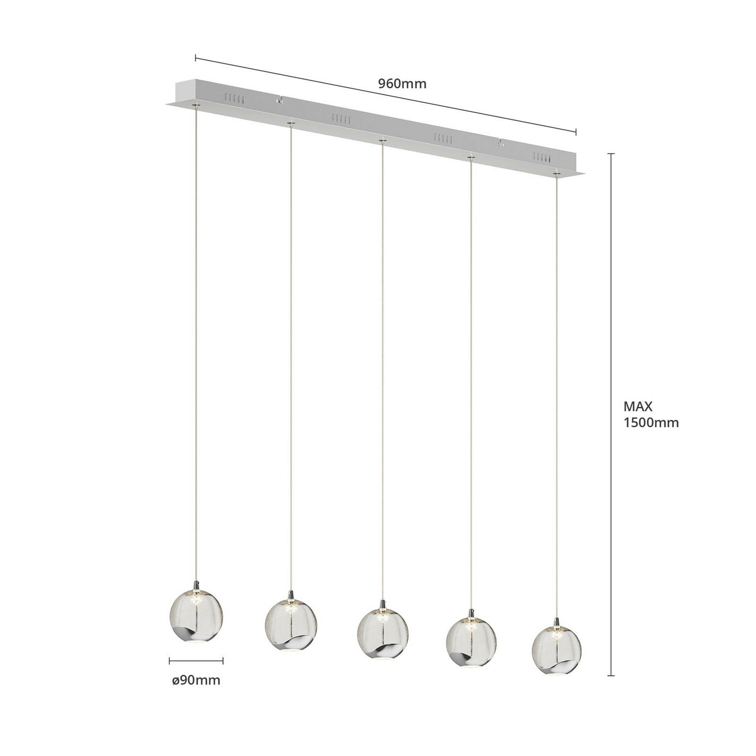 Suspension LED Lucande de qualité B, luminaire Hayley pour salon, suspension décorative 899