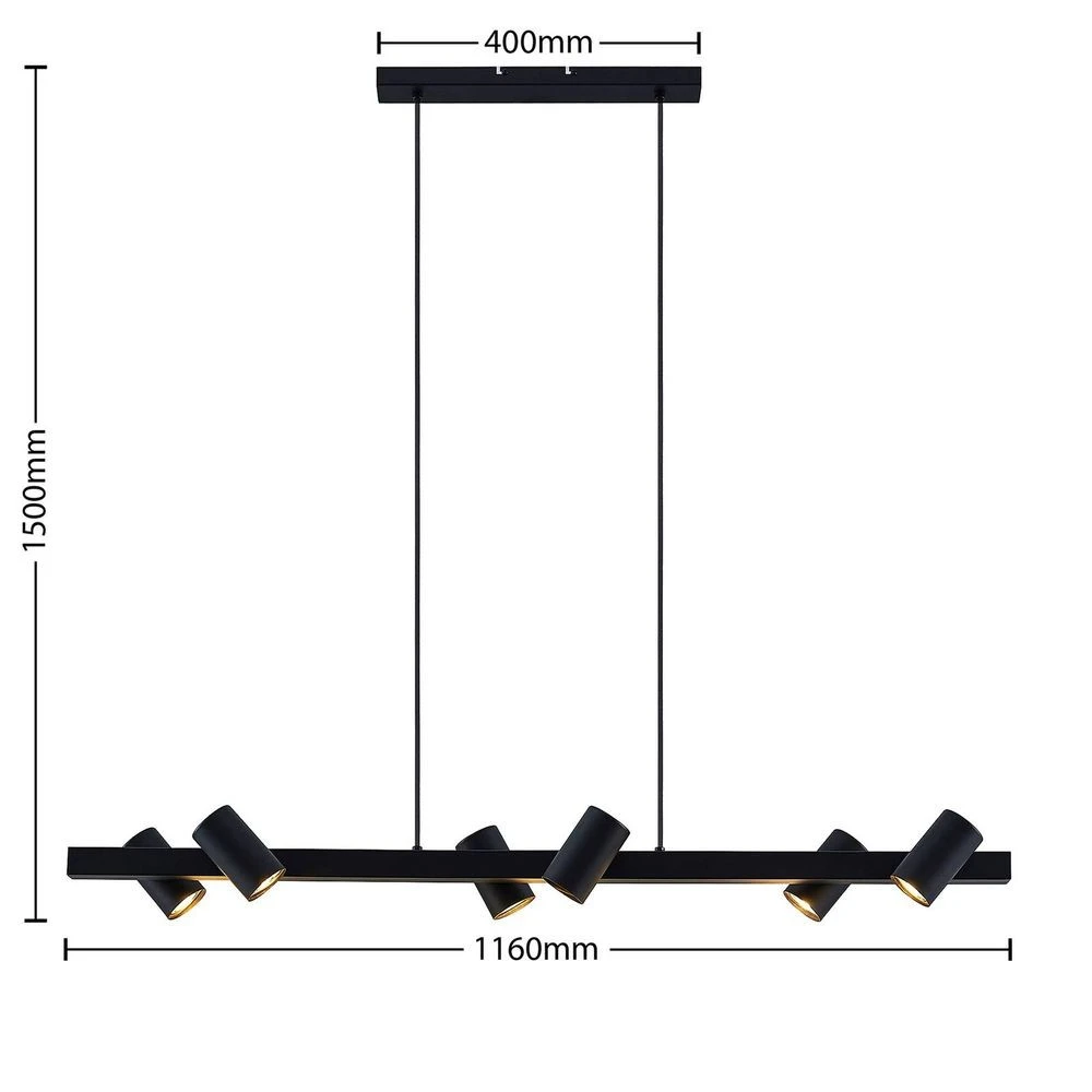 Lindby Savoli Hängeleuchte Deckenlampe Deckenlampe Pendelleuchte Lang Schwarz B-Ware - 4251911703795