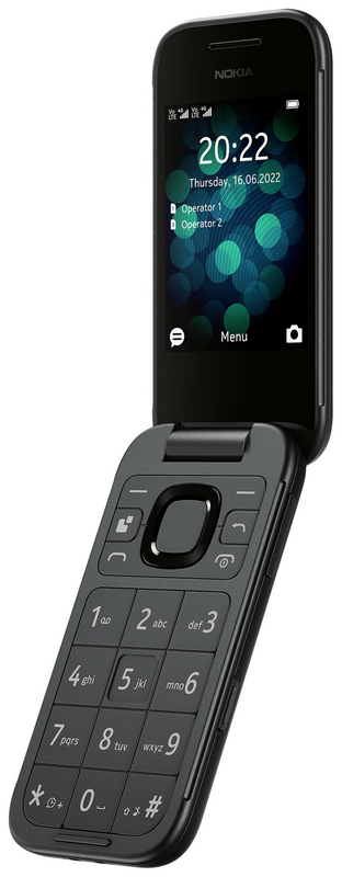 Téléphone portable Nokia à clapet pliable avec grands boutons et grand écran noir