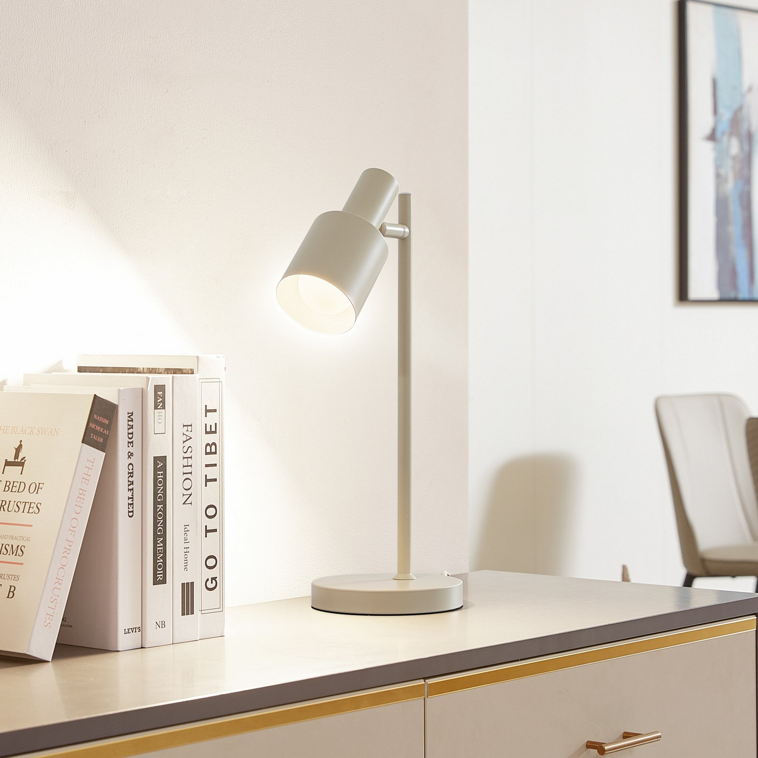 Lampe de table Lindby Ovelia de seconde qualité, fer beige, E27