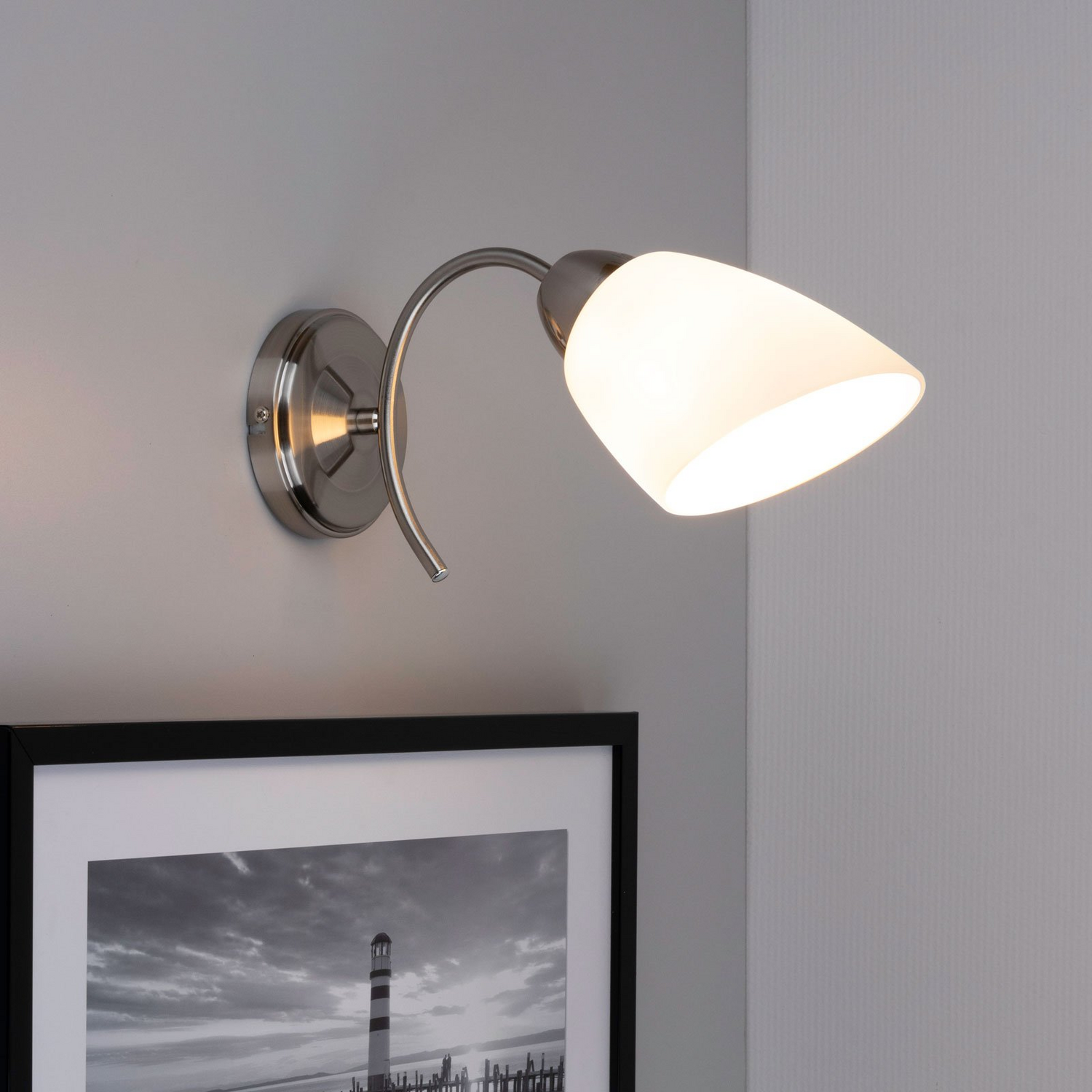 B-Ware Euluna Wandleuchte Varietta Mit Glasschirm Nickel Wandleuchte Deko Leuchte Lampe