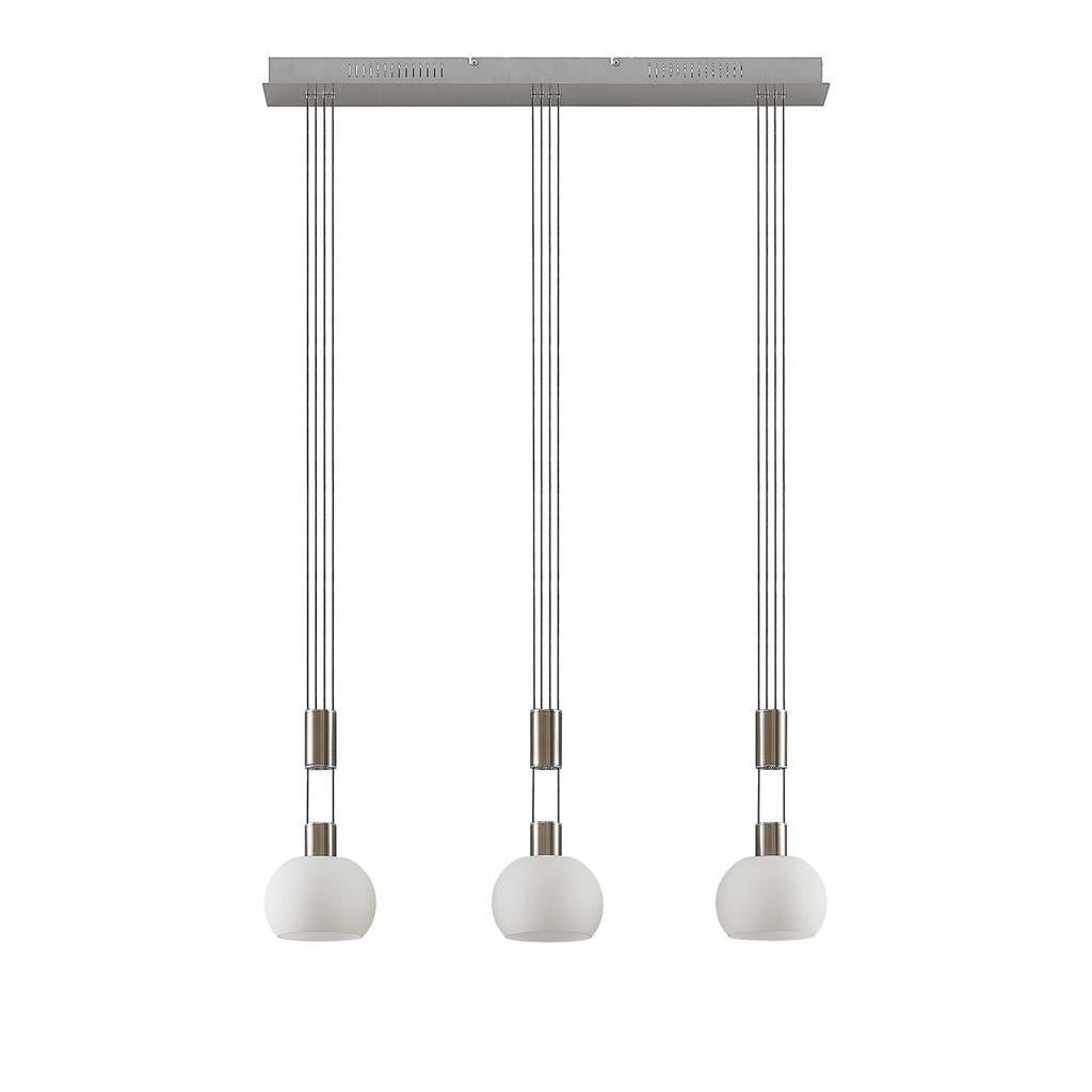 Dreiflammige LED Pendellampe Hängeleuchte Lindby Aurell Glas Nickel Esszimmer Op - 4251096573312